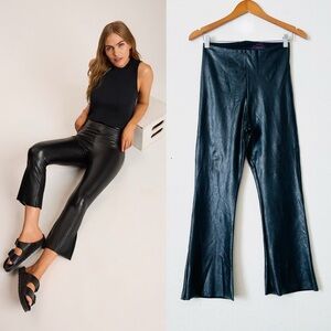 Commando LARGE Black Faux Leather Cropped Flare High rise pants